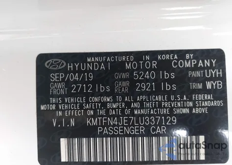 2020 Genesis G80 3.8 Rwd z USA, uszkodzony, nr VIN KMTFN4JE7LU337129